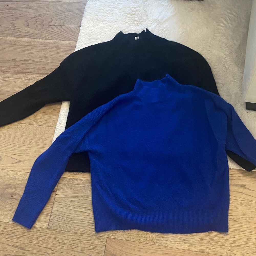 Black and Blue Mock neck Sweater Set